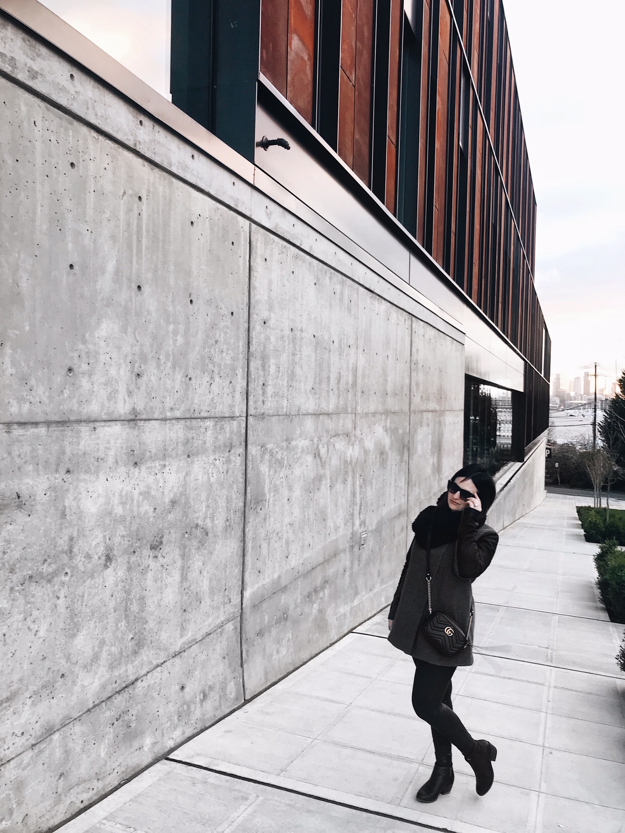 Gucci Marmont Chevron Quilted Mini Camera Bag mod shot | CoffeeAndHandbags.com