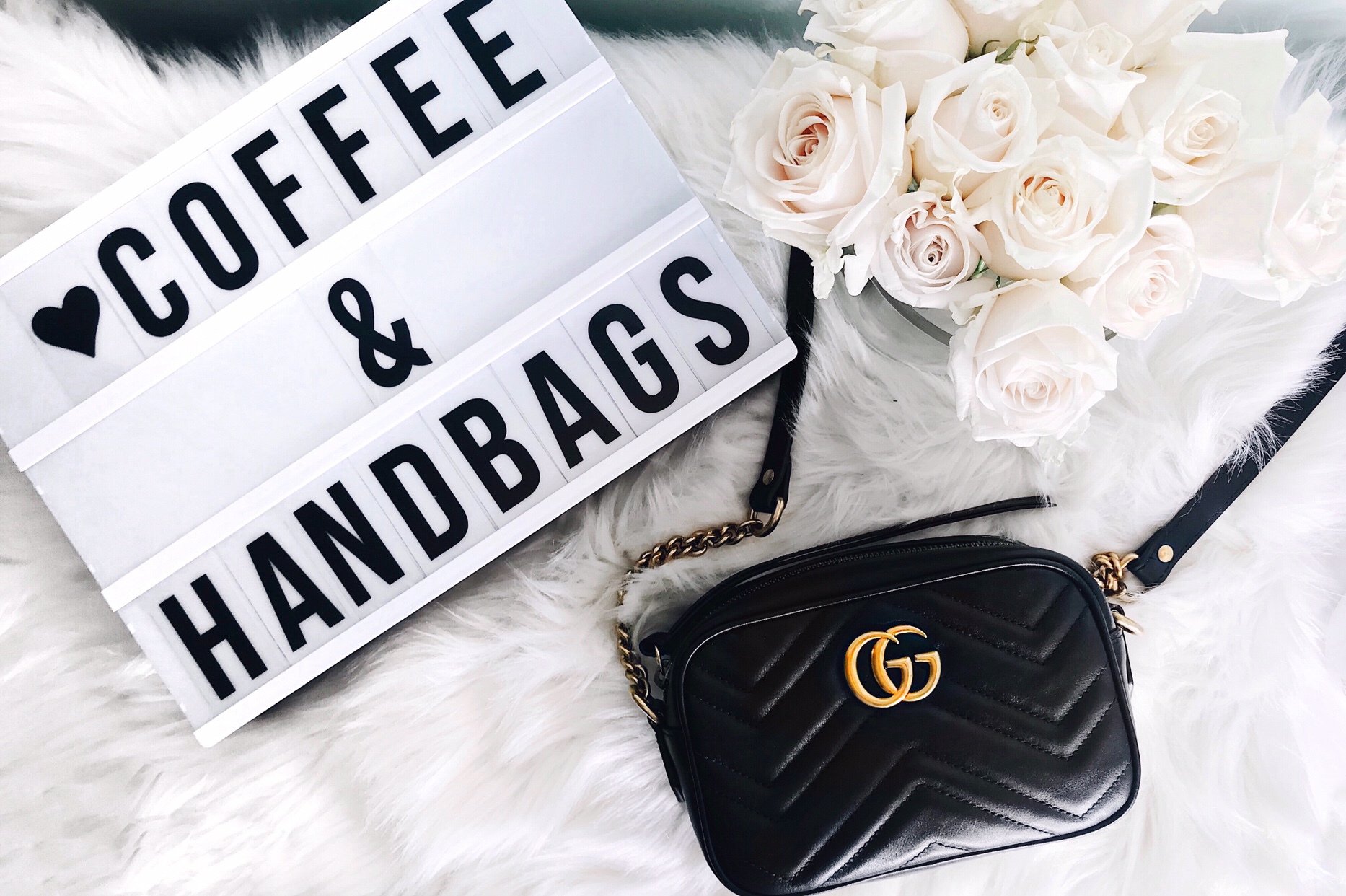 Gucci Marmont Mini Camera Bag flat lay
