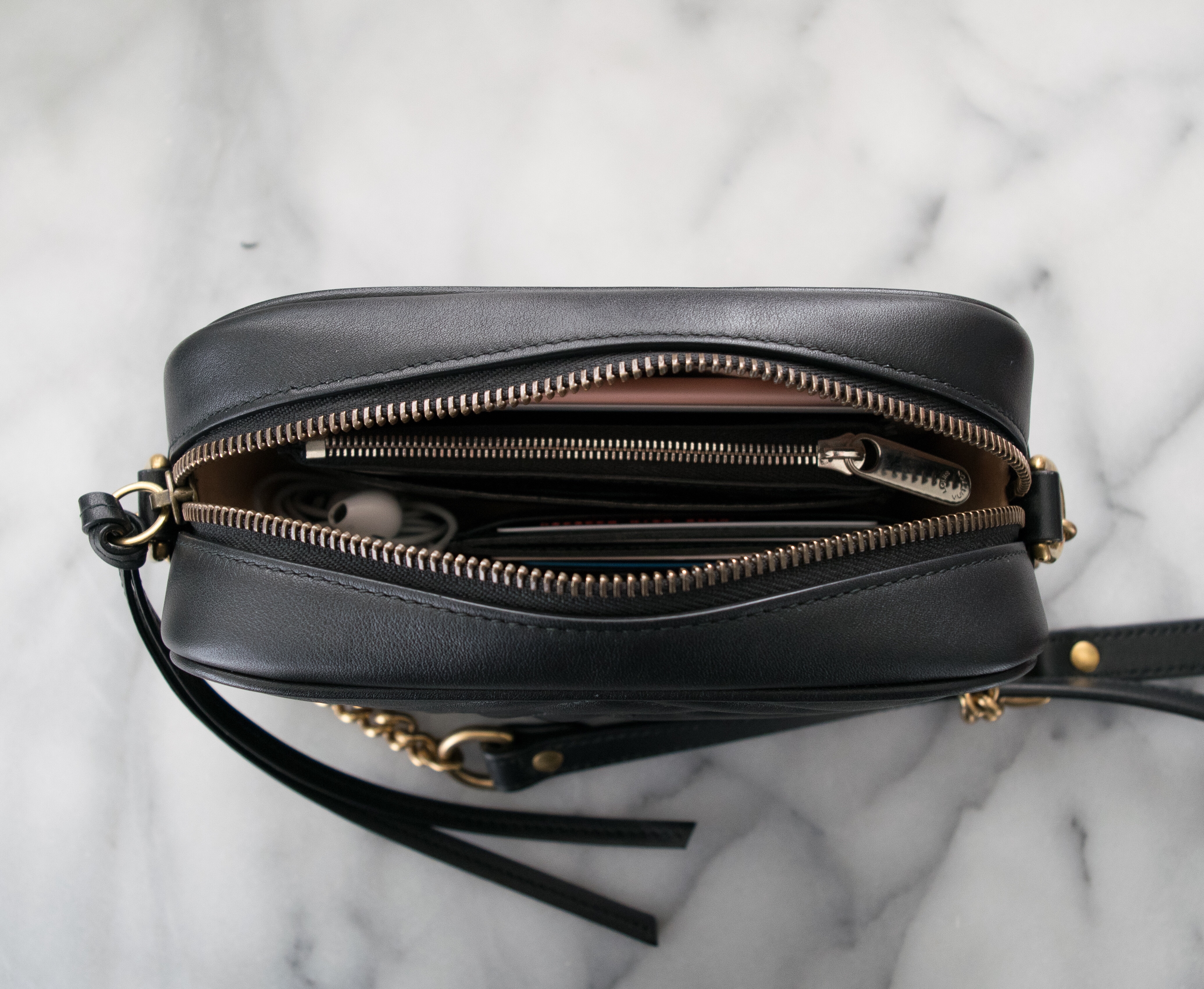 Items that fit inside the Gucci Marmont Mini Camera Bag