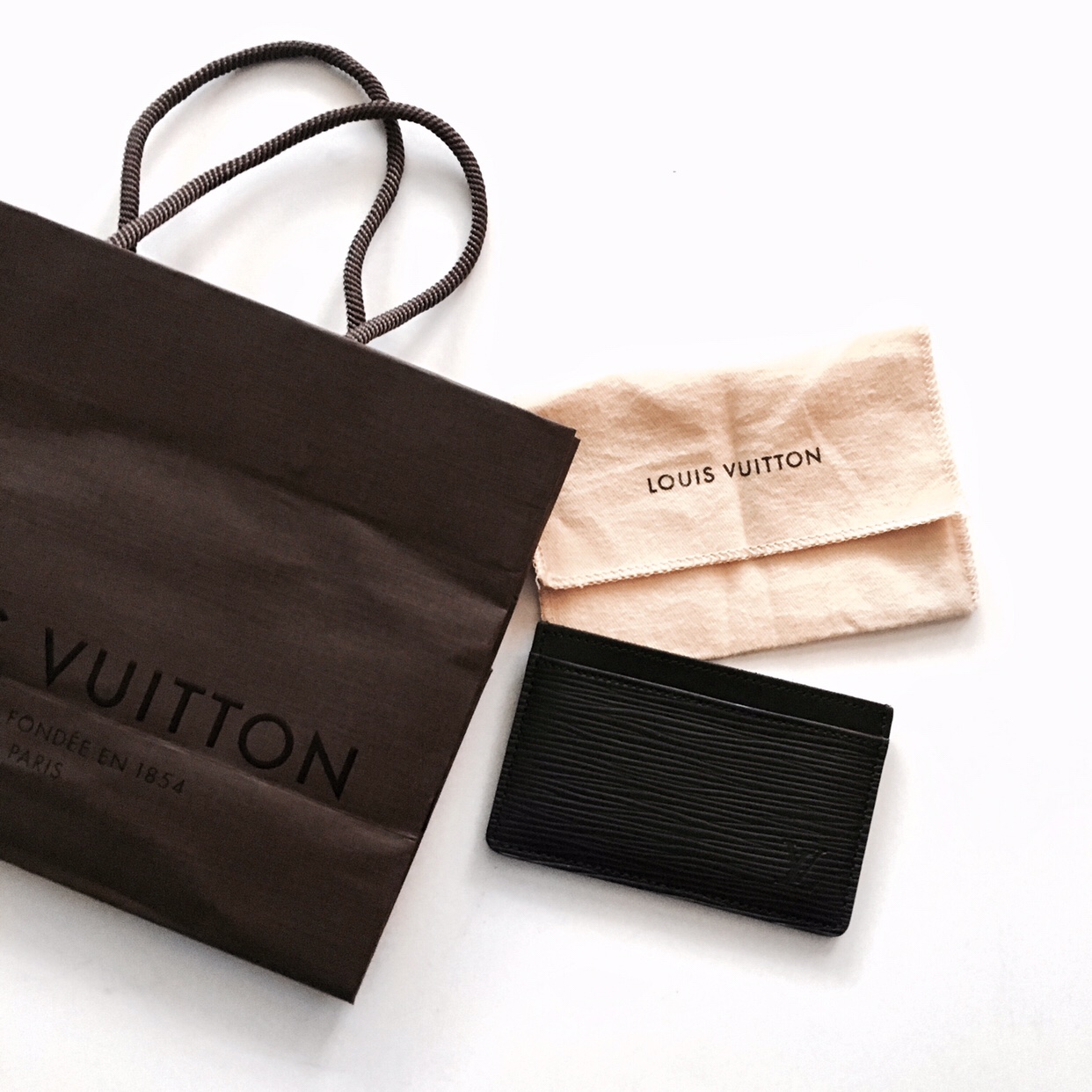 Louis Vuitton Black Epi Simple Card Holder front view