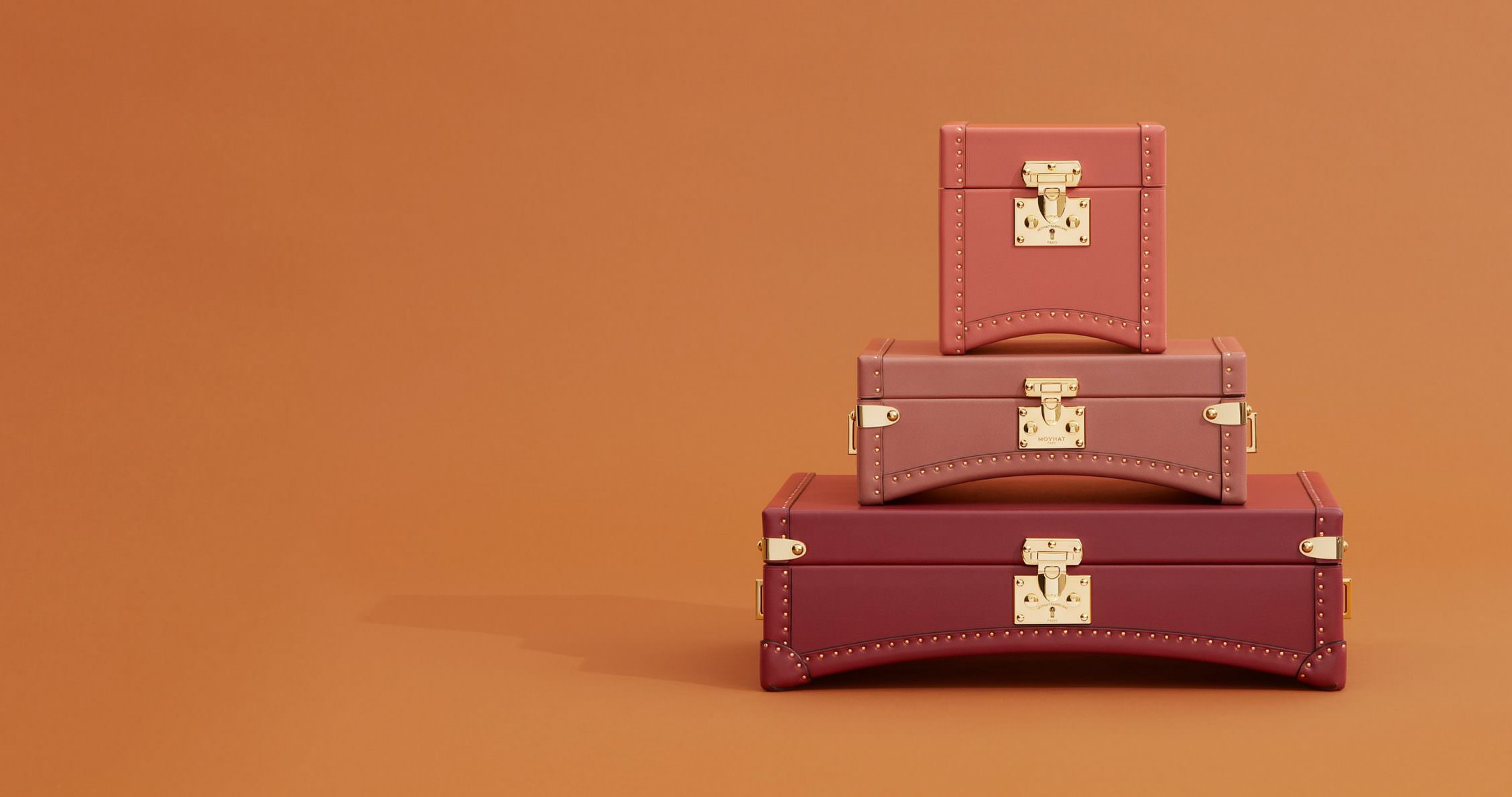 Moynat Limousine trunks with curved bottoms