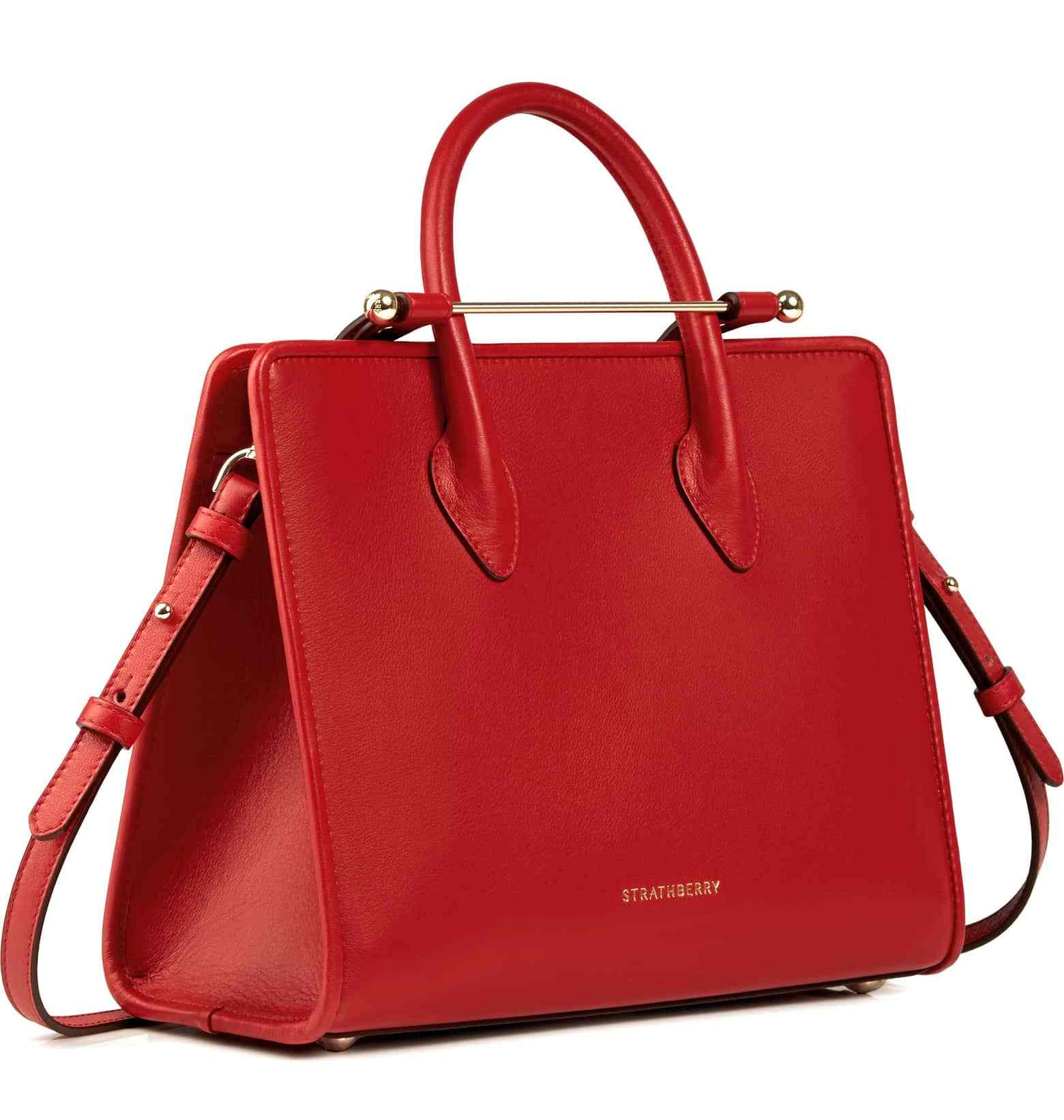 Strathberry red leather tote