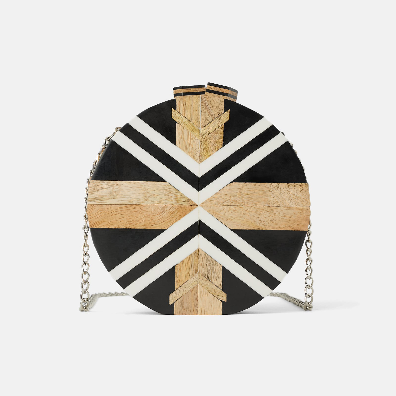 Zara Multicolor Wood Circle Crossbody Bag